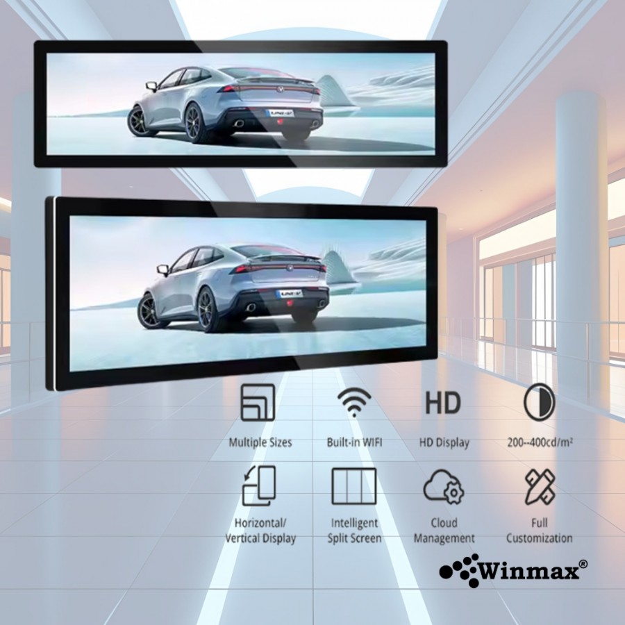 ป้ายโฆษณา LCD Bar Screen ขนาดเล็ก 19.5 / 24/ 28.6 / 35.4 / 36.8 / 37.6 นิ้ว Digital Signage Bar Screen Winmax รุ่น Win461