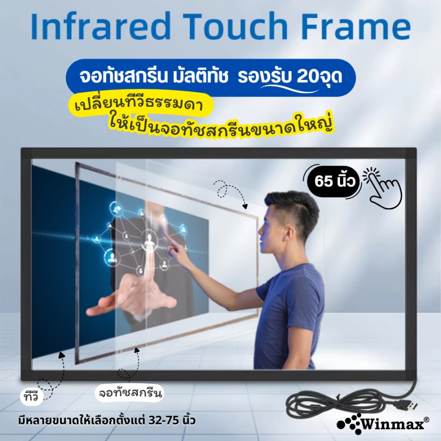 จอทัชสกรีน touch screen ขนาด 65 นิ้ว 10 จุดสัมผัส