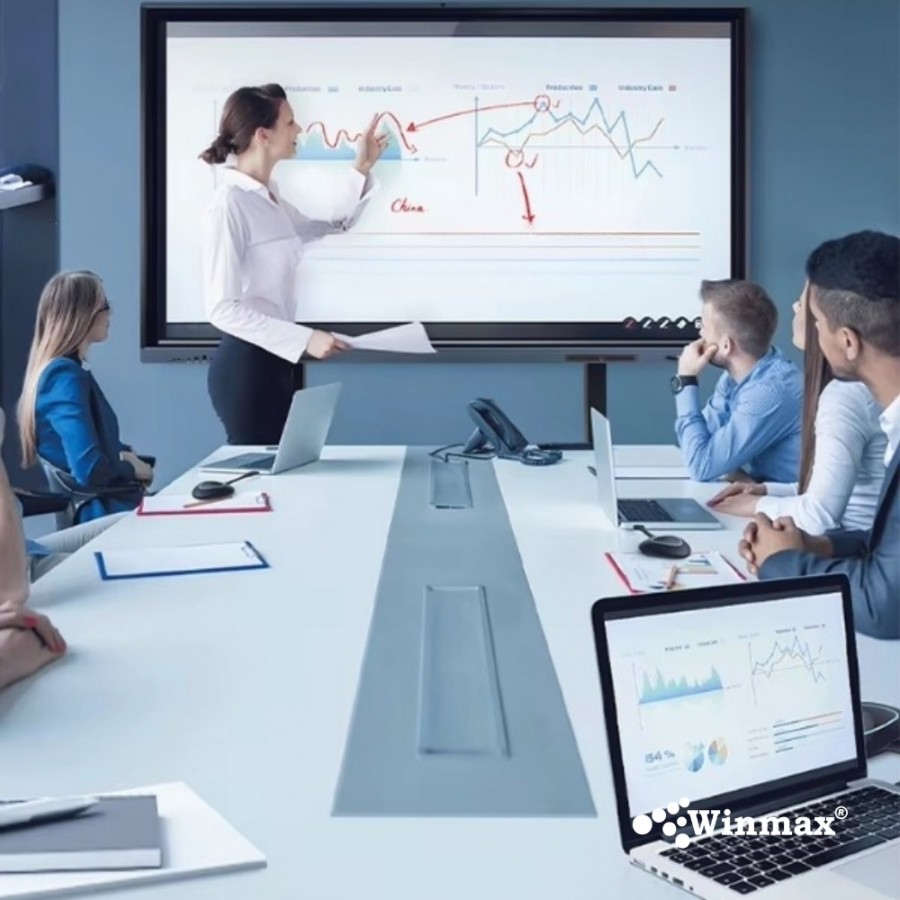 อินเตอร์แอคทีฟสมาร์ทบอร์ด 2CPU 2in1 Windows / Androids OS สำหรับการประชุมและสัมมนา 86 นิ้ว 4K Winmax รุ่น Win-IMR32-86