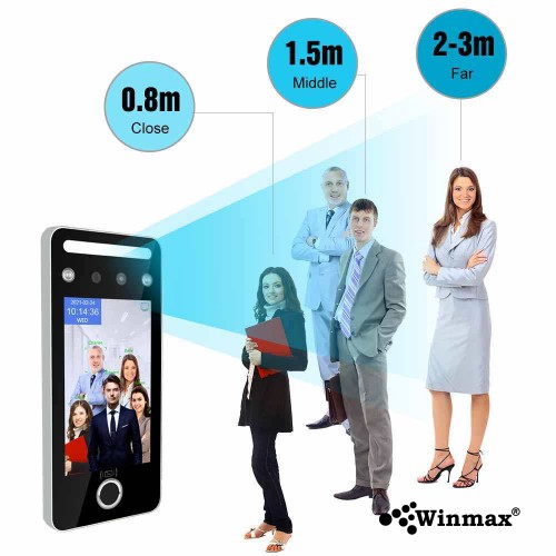 เครื่องทาบบัตร สแกนนิ้ว-สแกนใบหน้า บันทึกเวลาเข้าออก ระบบ AI อัฉริยะ 5 นิ้ว Winmax-AI07F