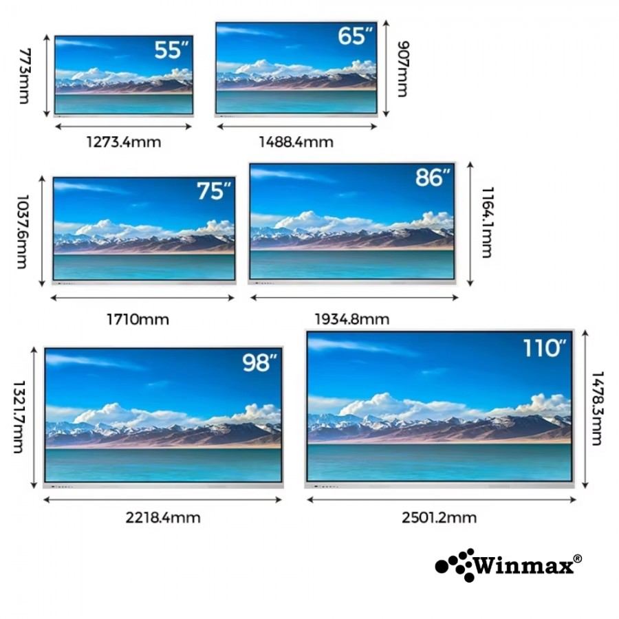 อินเตอร์แอคทีฟสมาร์ทบอร์ด 2CPU 2in1 Windows / Androids OS สำหรับการประชุมและสัมมนา 100 นิ้ว 4K Winmax รุ่น Win-IMR32-100