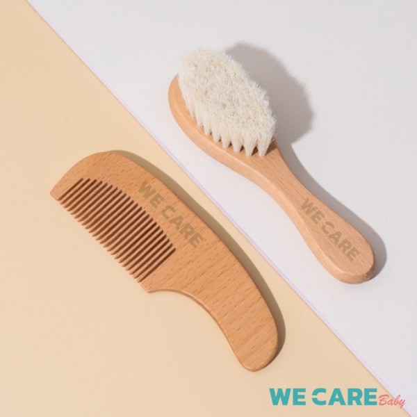 ชุดหวีและแปรงไม้ ขนแพะธรรมชาติ 100% อ่อนโยน ปลอดสารเคมี รุ่น BabyHair
