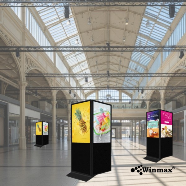 ป้ายโฆษณาดิจิทัลแบบหน้าจอ 2 ด้าน ขนาด 65 นิ้ว ความคมชัด 4K Digital Signage Double Sided Winmax model Win-DIDS-414-65